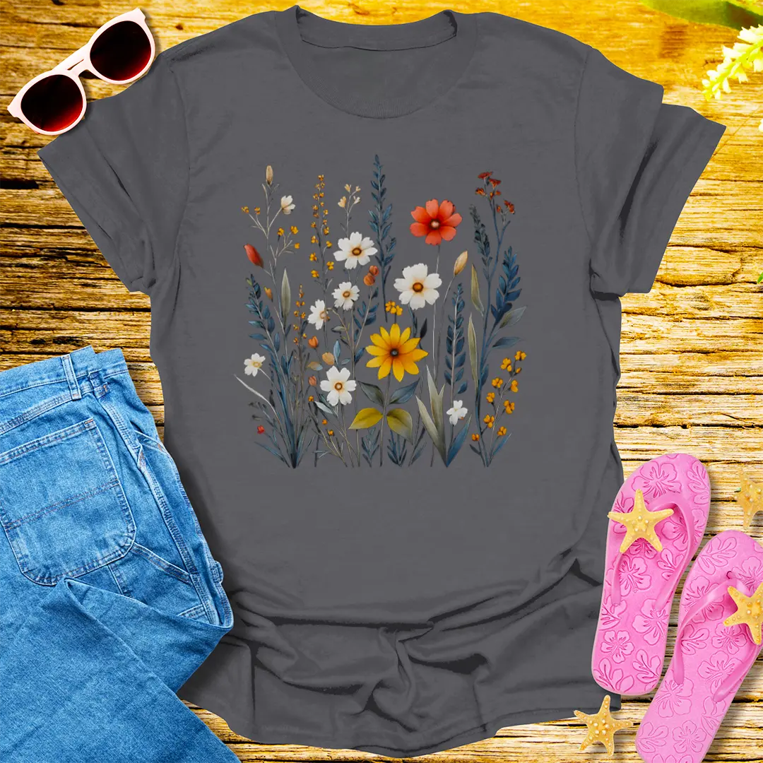 Wildflower Bloom T-Shirt - Charcoal
