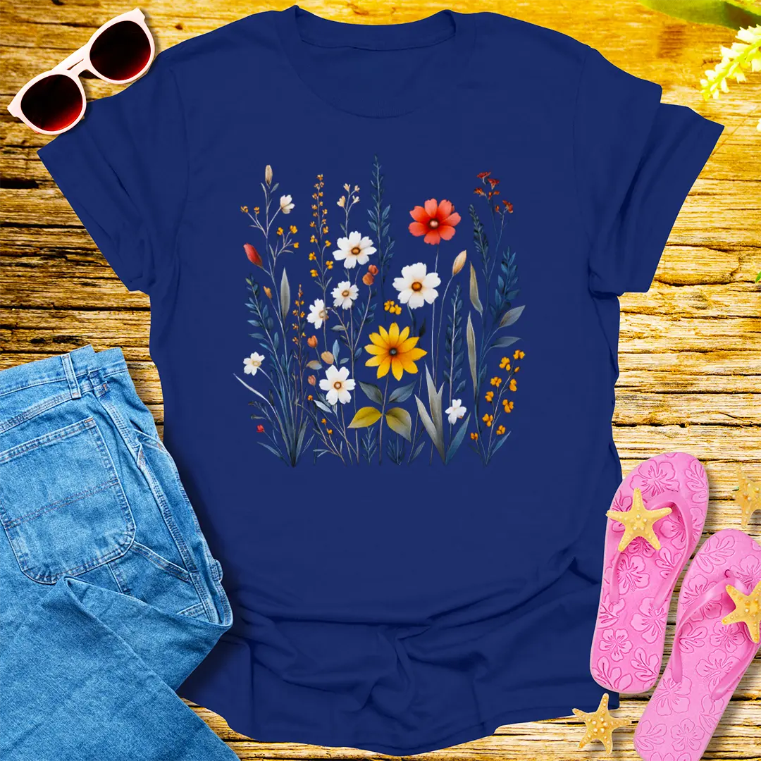 Wildflower Bloom T-Shirt - Navy
