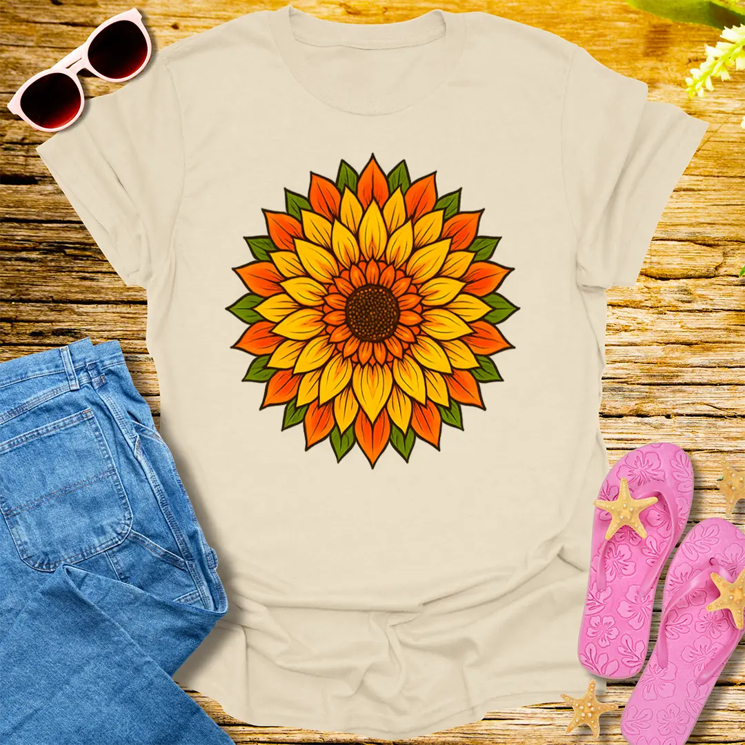 Radiant Sunflower Bloom T-Shirt - Natural
