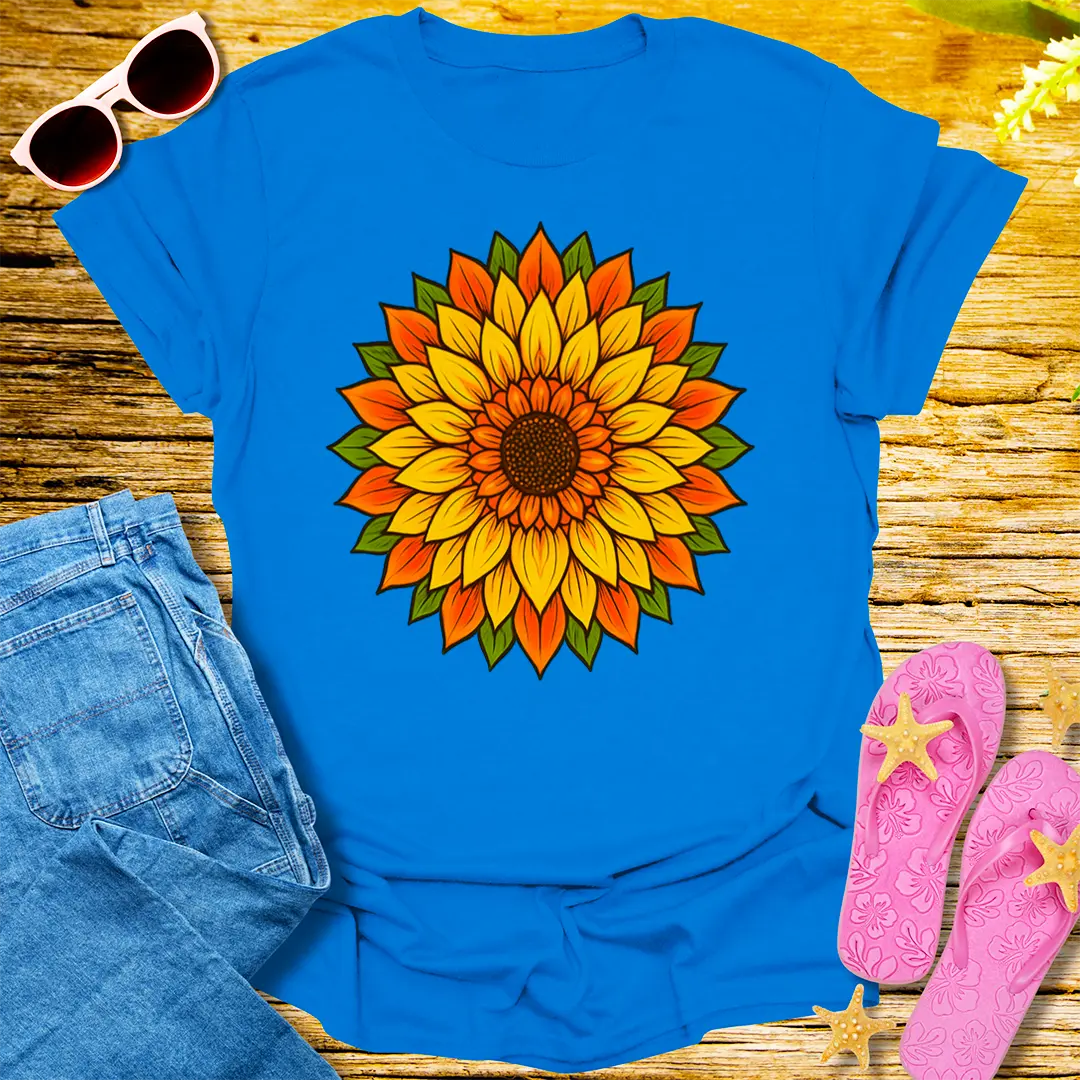 Radiant Sunflower Bloom T-Shirt - Royal