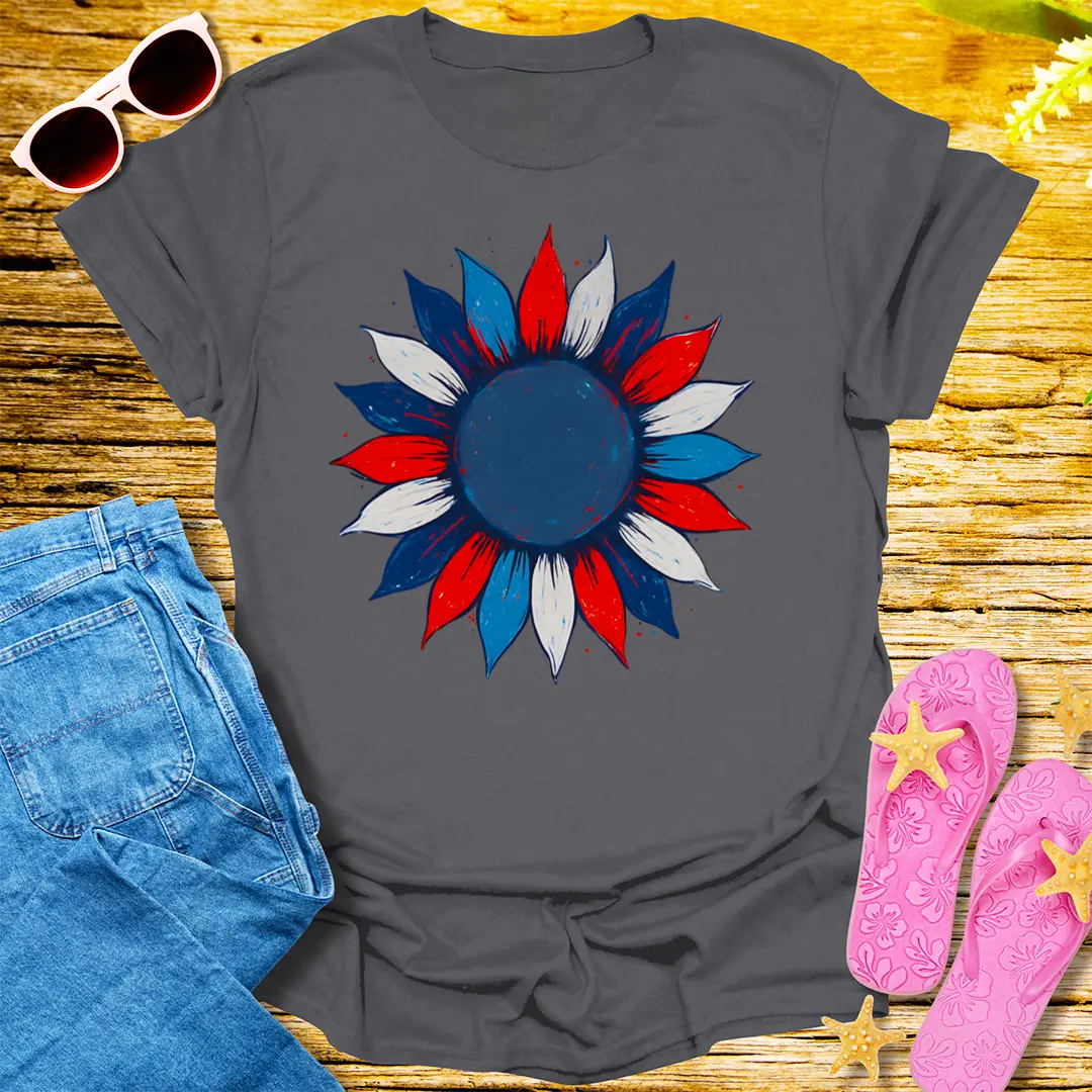 Patriotic Bloom T-Shirt - Charcoal