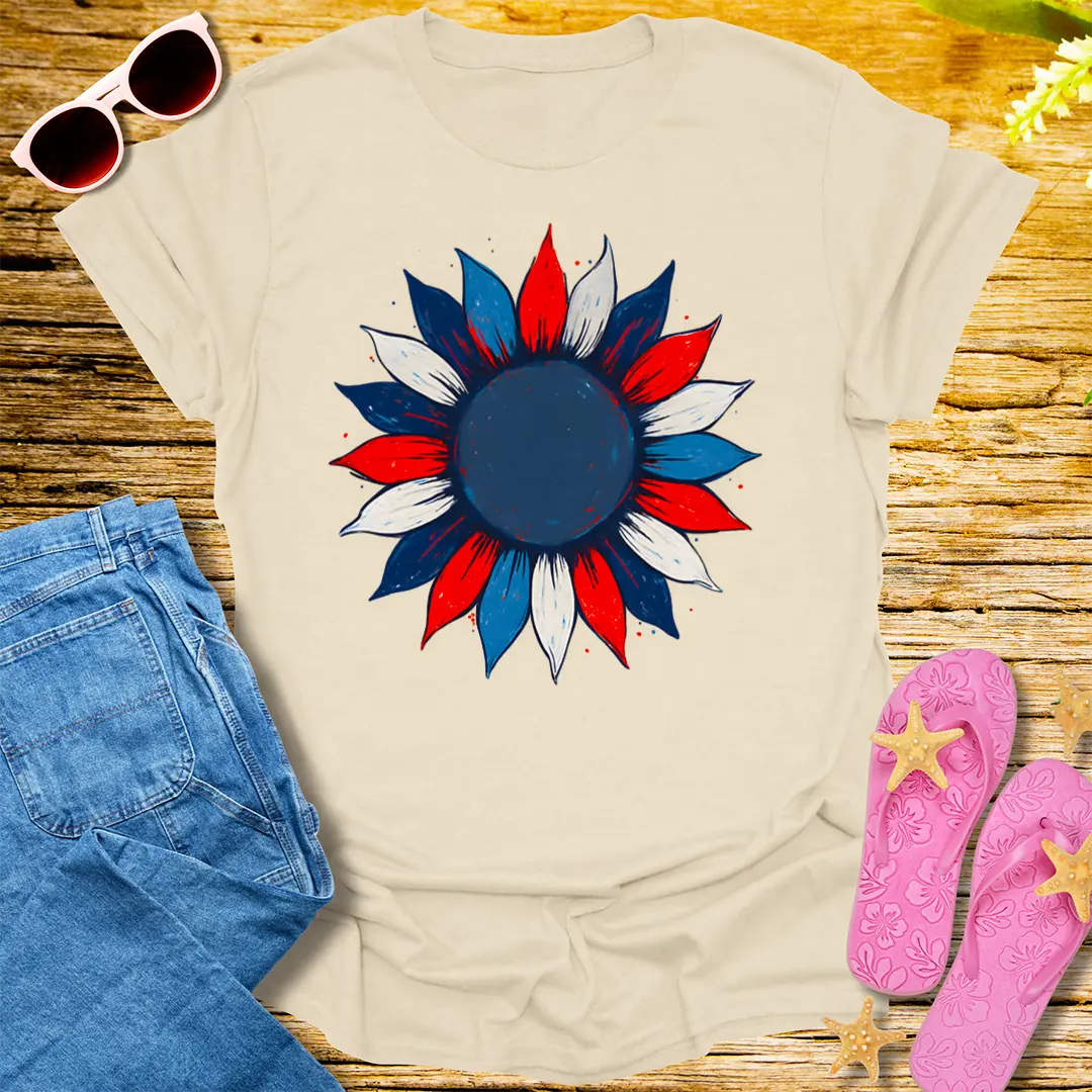 Patriotic Bloom T-Shirt - Natural