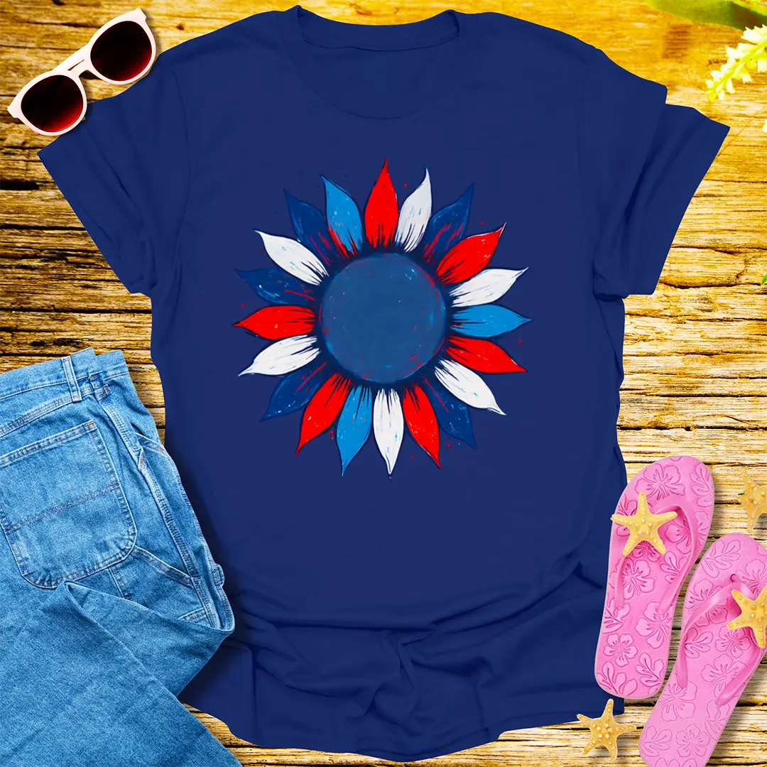 Patriotic Bloom T-Shirt - Navy
