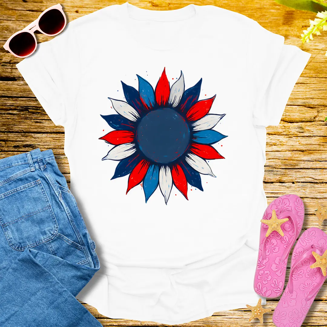 Patriotic Bloom T-Shirt - White