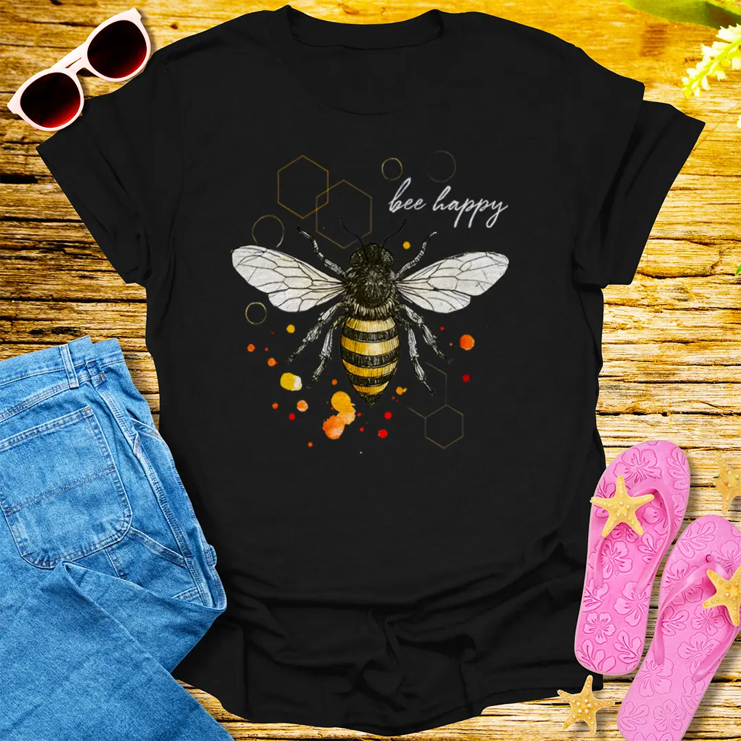 Bee Happy T-Shirt - Black