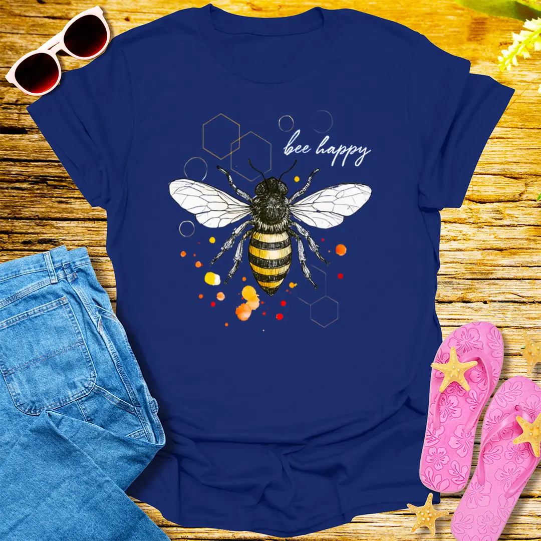 Bee Happy T-Shirt - Navy