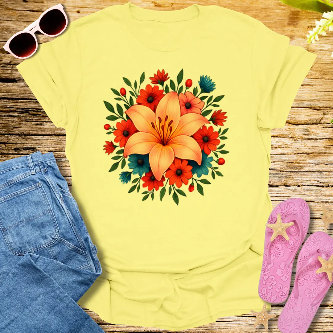 Radiant Bloom T-Shirt - Cornsilk