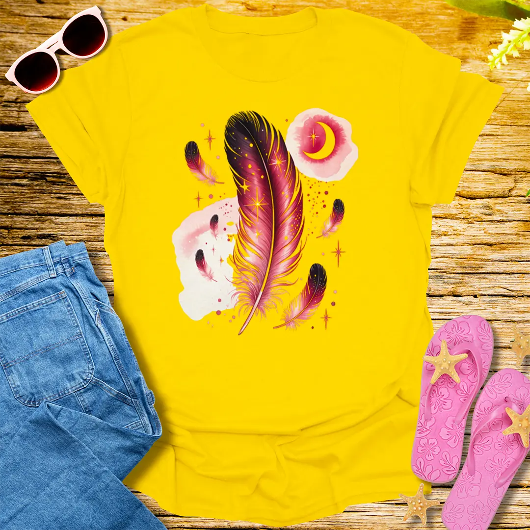 Celestial Feather Dreams T-Shirt - Daisy