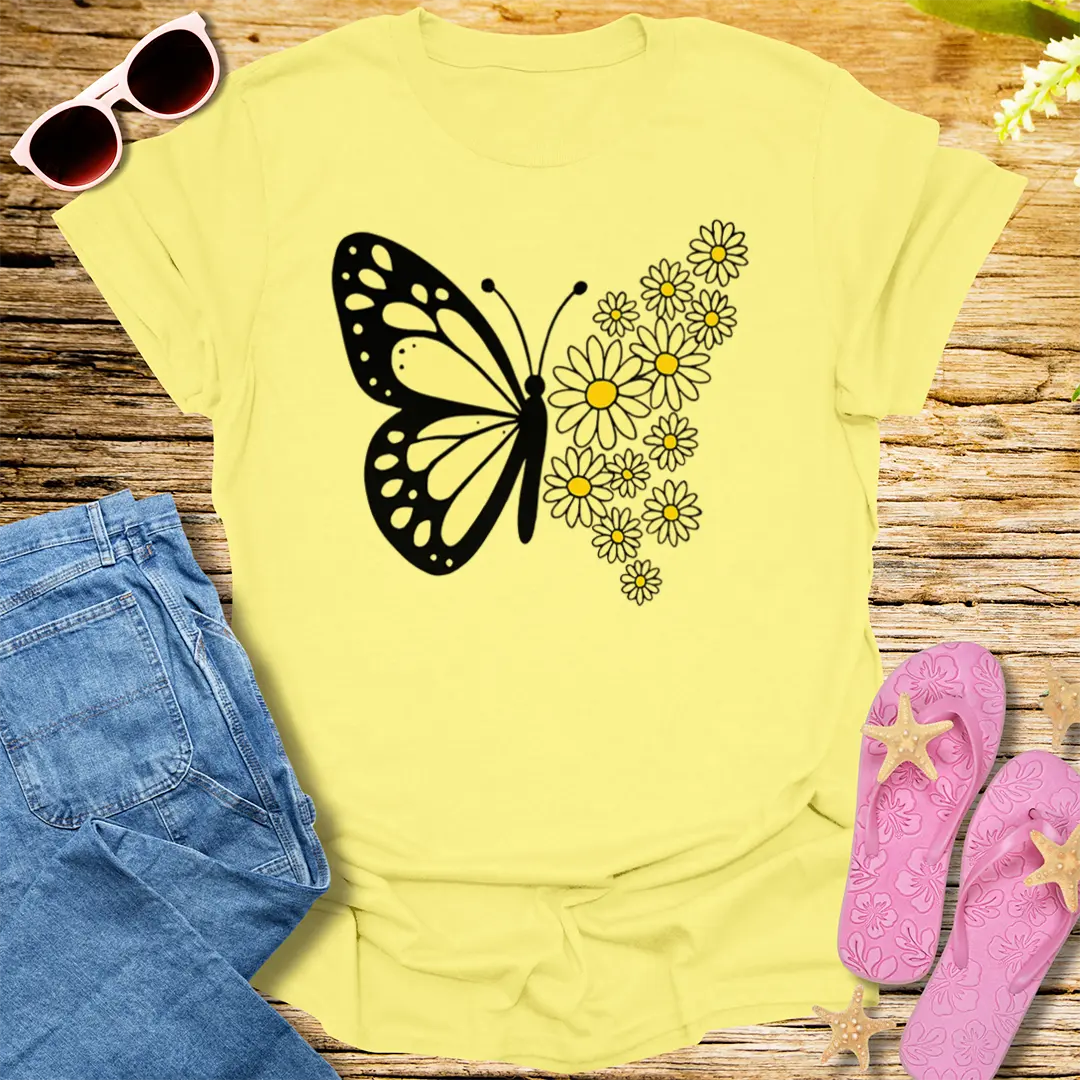 Butterfly Bloom T-Shirt - Cornsilk