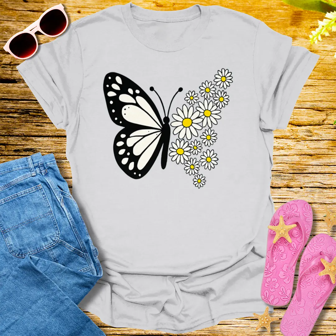 Butterfly Bloom T-Shirt - Ice Grey