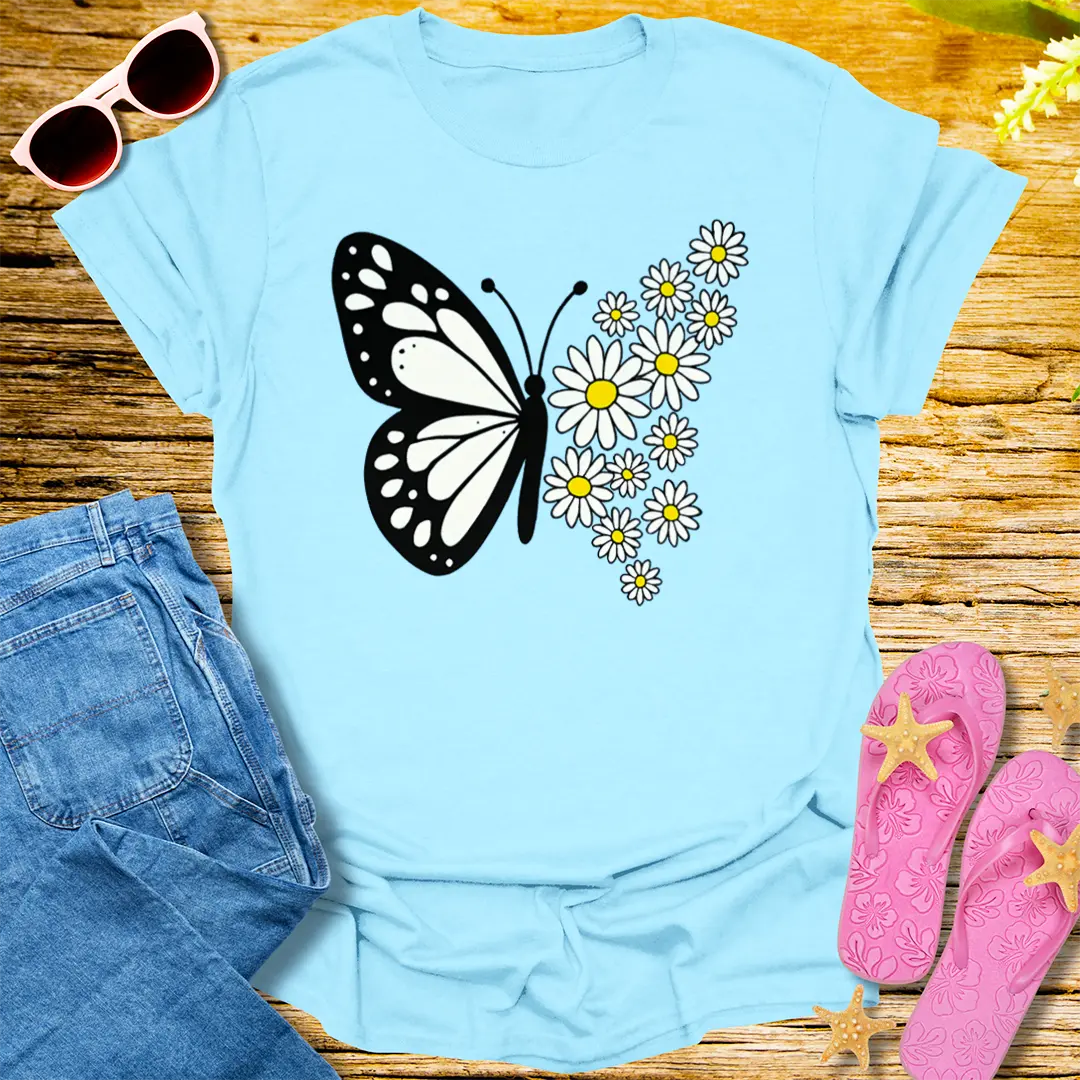 Butterfly Bloom T-Shirt - Light Blue