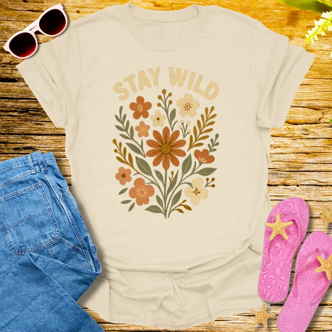 Stay Wild Floral T-Shirt - Natural
