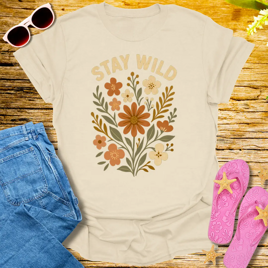 Stay Wild Floral T-Shirt - Natural