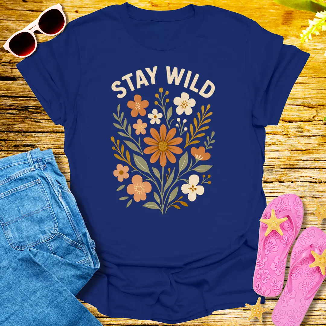 Stay Wild Floral T-Shirt - Navy