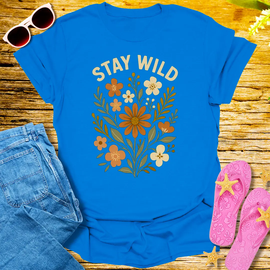 Stay Wild Floral T-Shirt - Royal