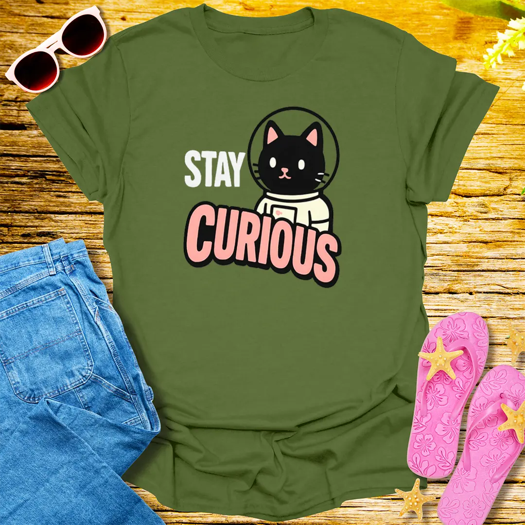 Stay Curious T-Shirt - Military Green