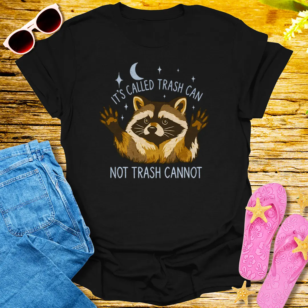 Trash Can Raccoon T-Shirt - Black