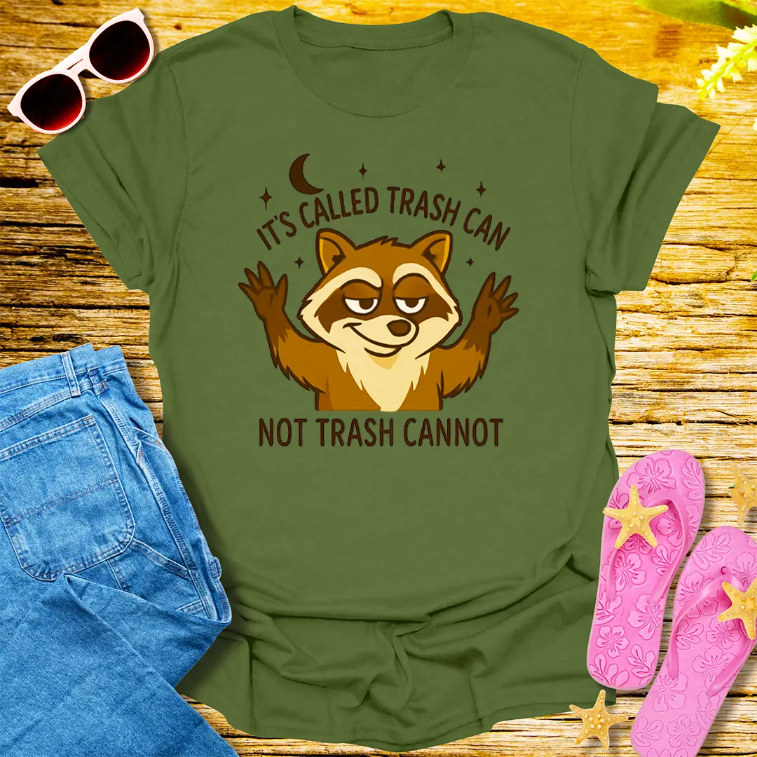 Trash Can Raccoon T-Shirt - Military Green