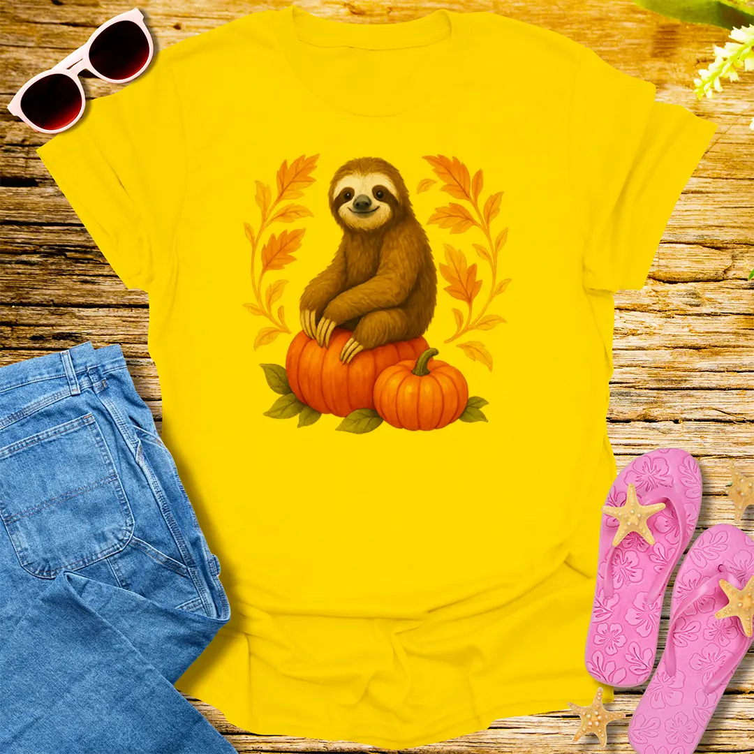 Pumpkin Snuggle Sloth T-Shirt - Daisy