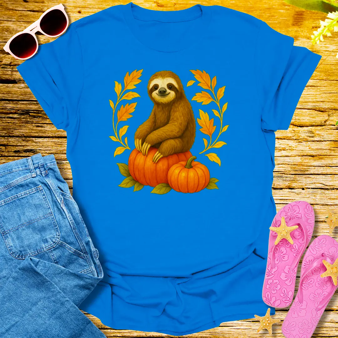 Pumpkin Snuggle Sloth T-Shirt - Royal