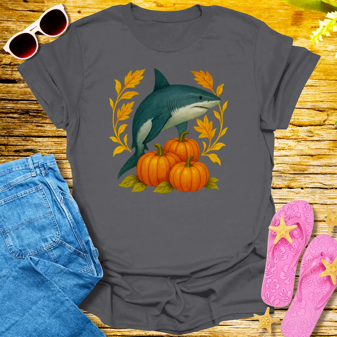 Pumpkin Shark Harvest T-Shirt - Charcoal