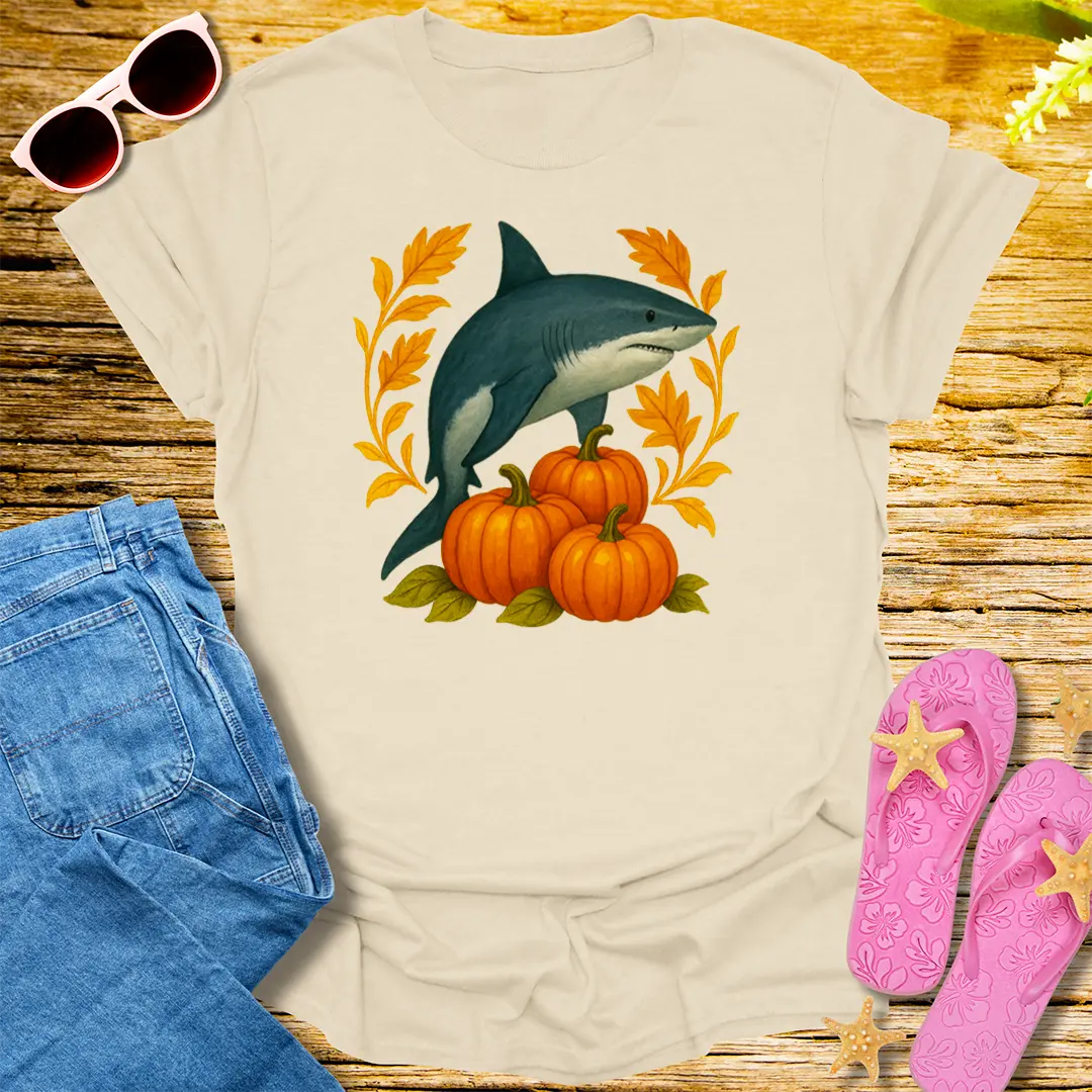 Pumpkin Shark Harvest T-Shirt - Natural