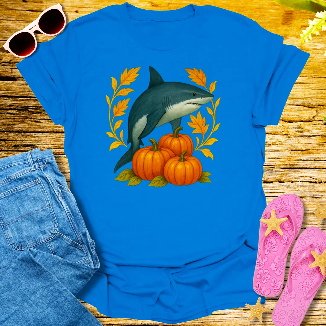 Pumpkin Shark Harvest T-Shirt - Royal