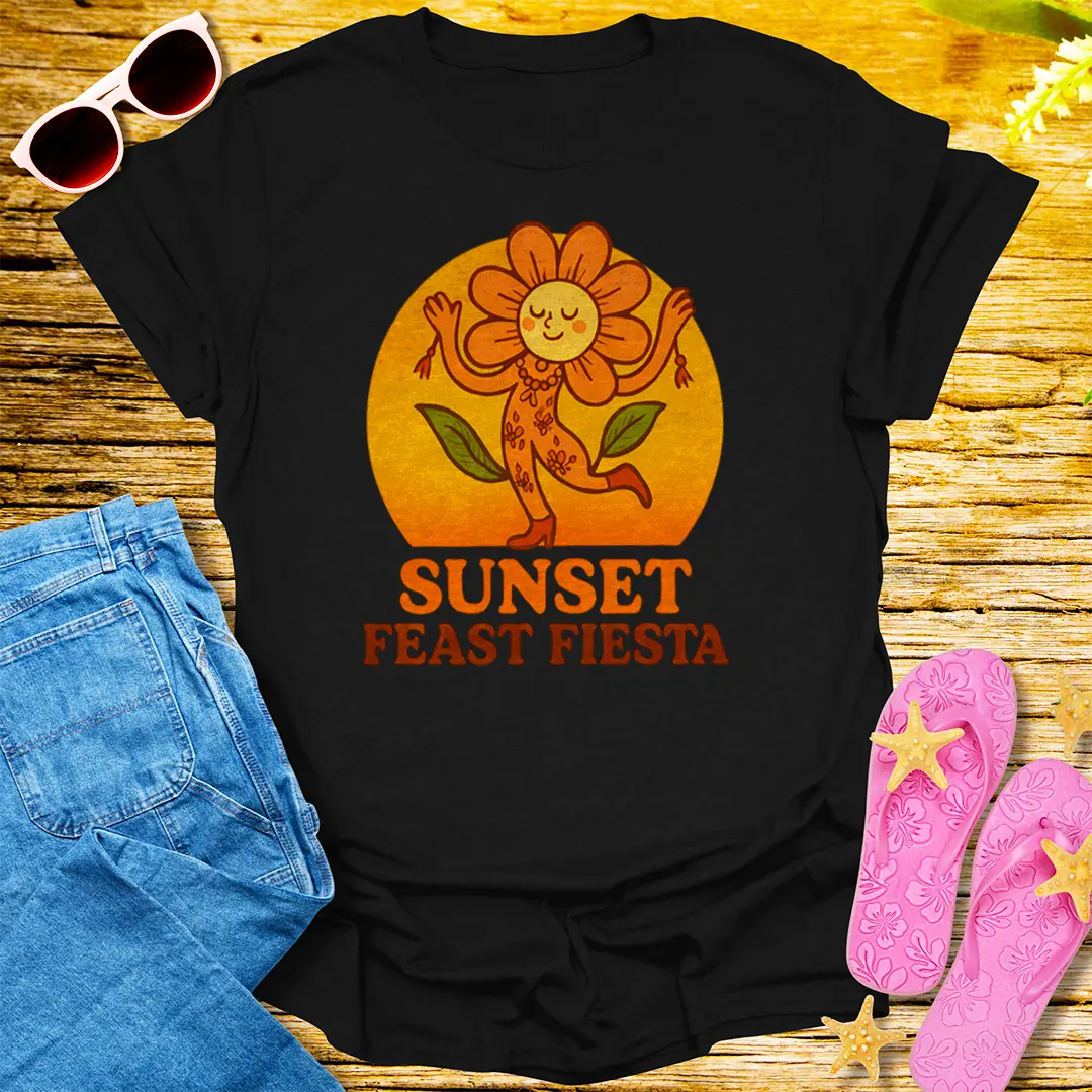 Sunset Feast Fiesta T-Shirt - Black