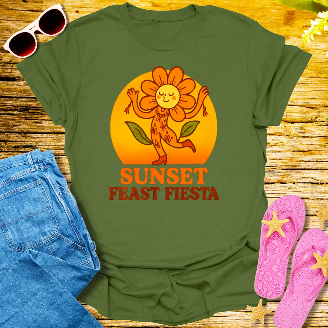 Sunset Feast Fiesta T-Shirt - Military Green