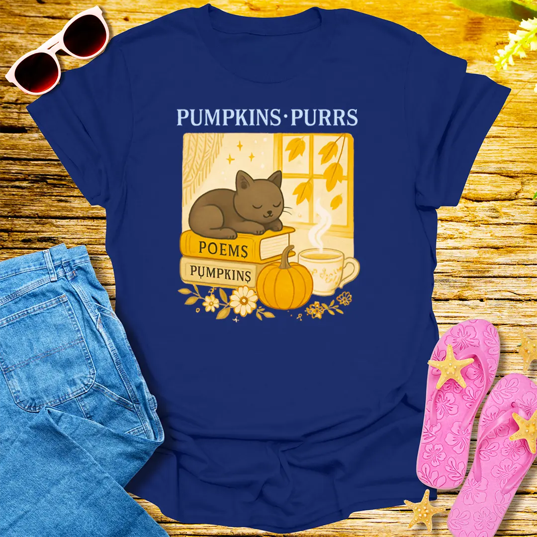 Pumpkins & Purrs T-Shirt - Navy