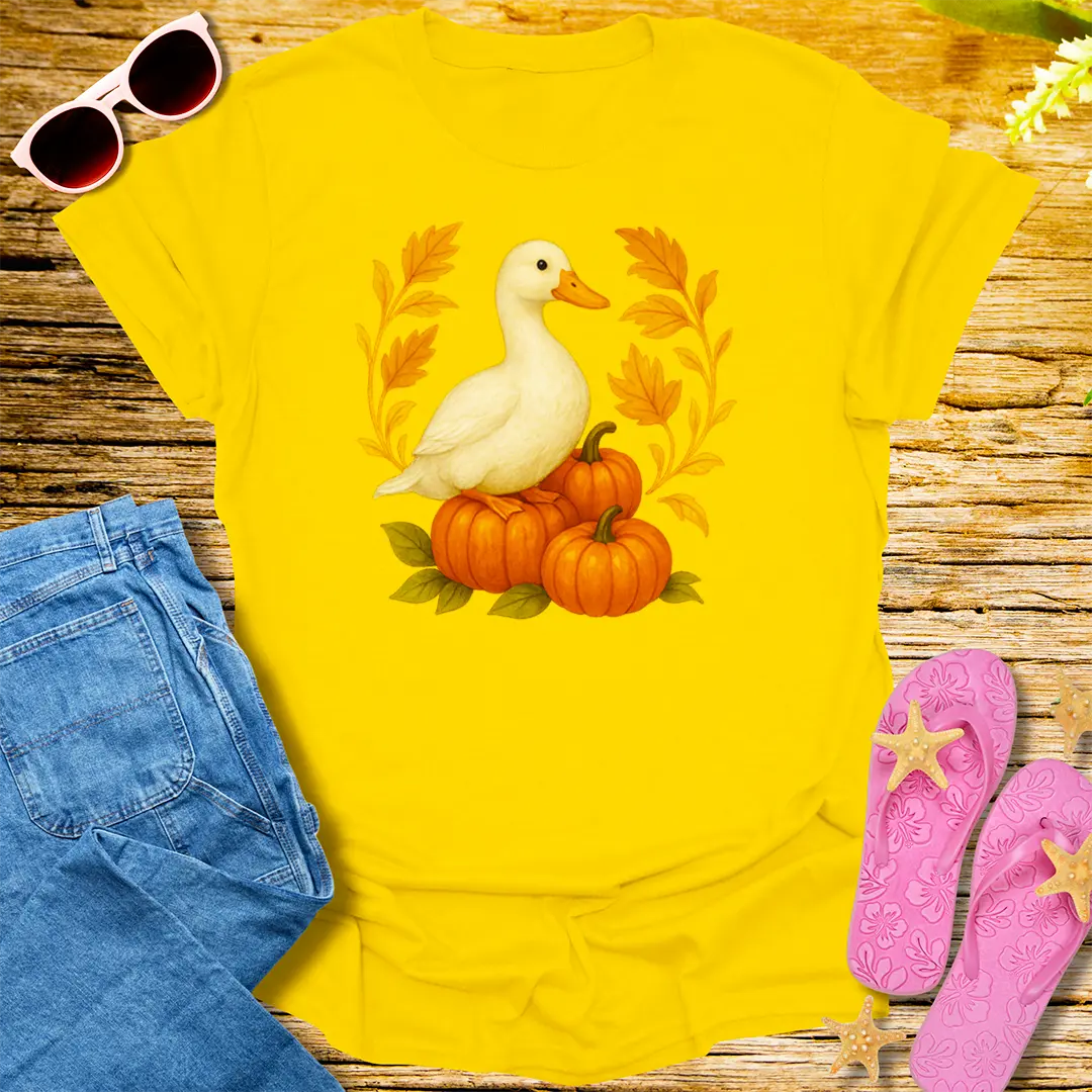 Autumn Duck & Pumpkins T-Shirt - Daisy