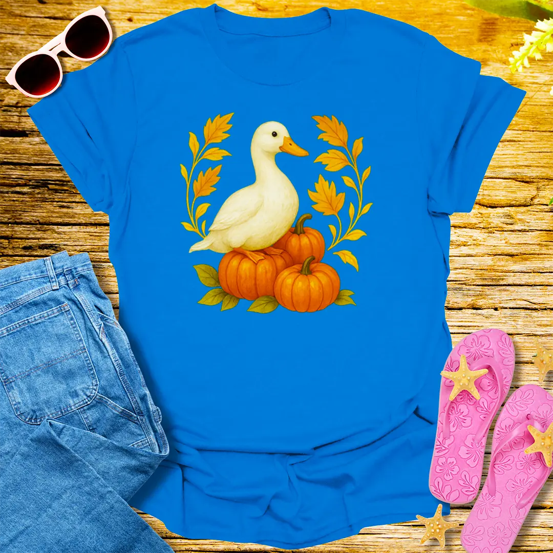 Autumn Duck & Pumpkins T-Shirt - Royal