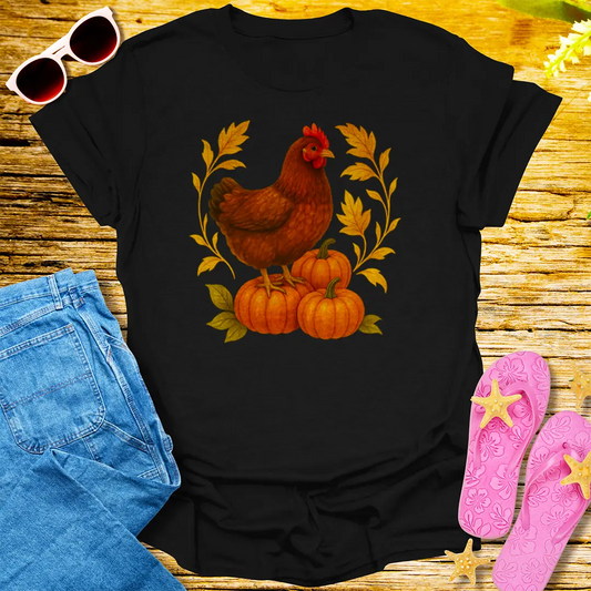 Pumpkin Perch Hen T-Shirt - Black