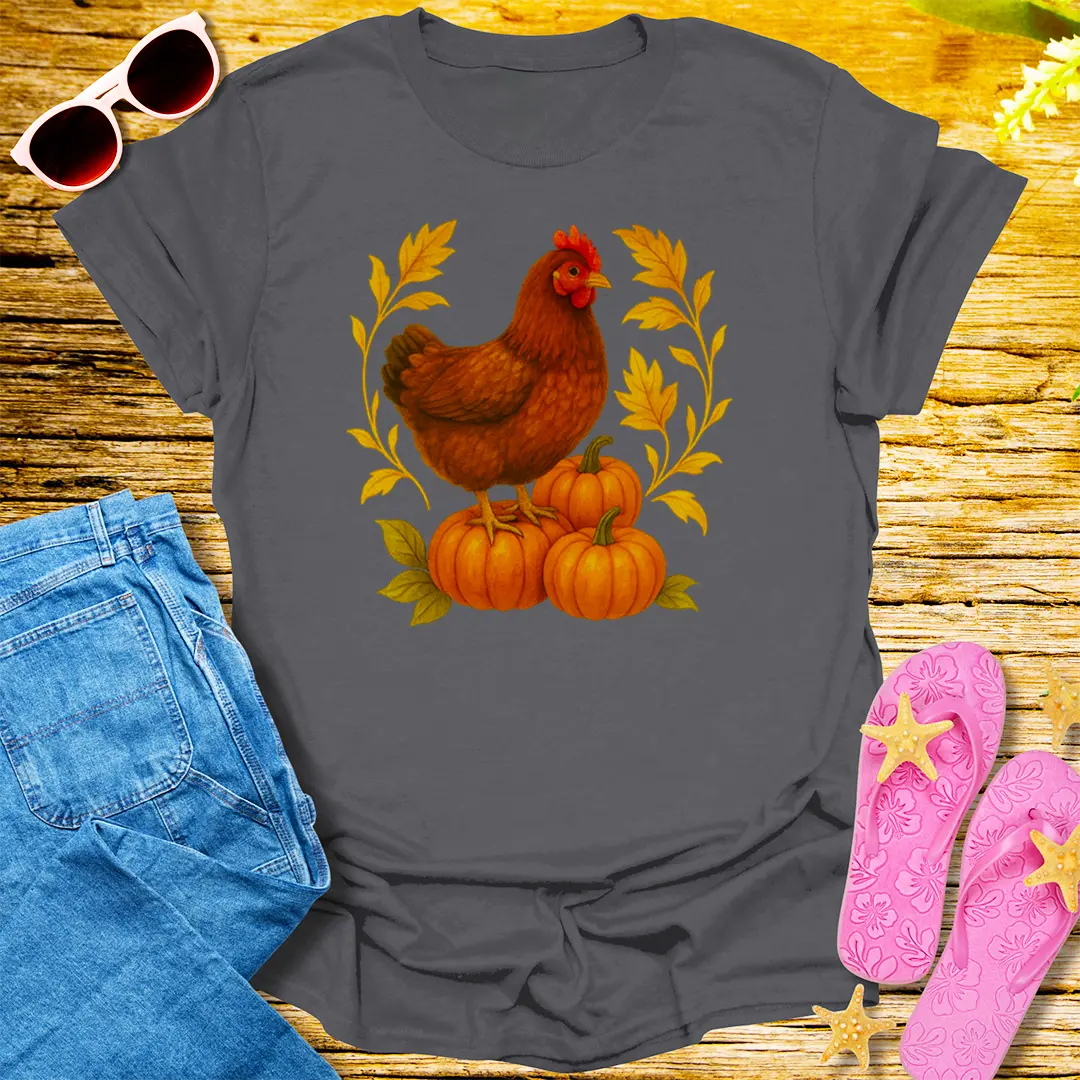 Pumpkin Perch Hen T-Shirt - Charcoal