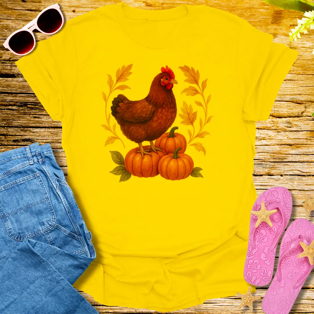Pumpkin Perch Hen T-Shirt - Daisy
