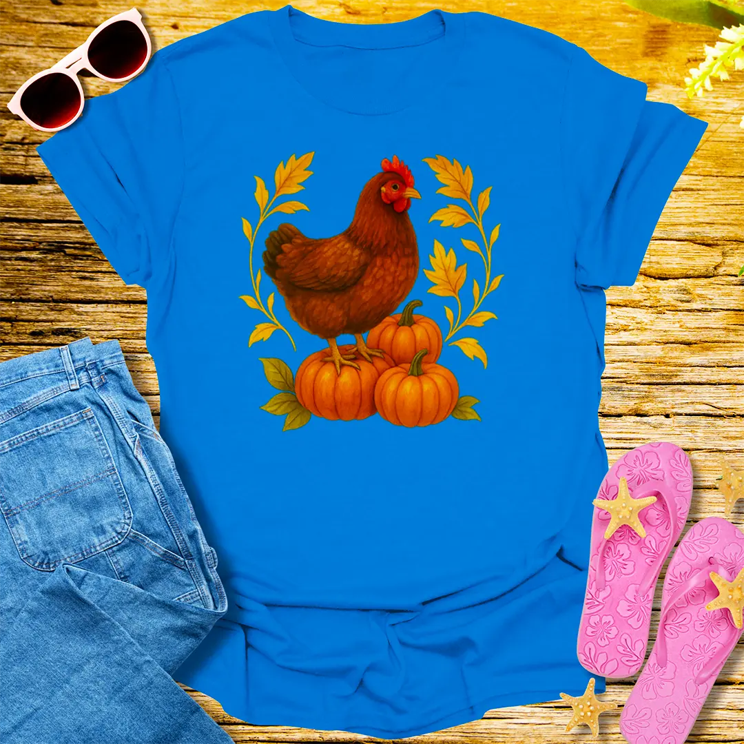 Pumpkin Perch Hen T-Shirt - Royal