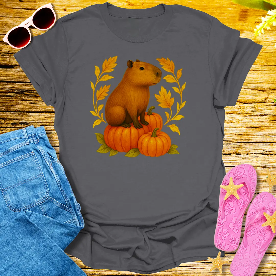 Autumn Capybara T-Shirt - Charcoal
