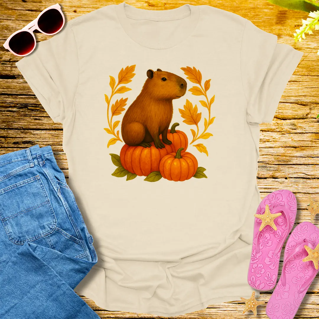 Autumn Capybara T-Shirt - Natural