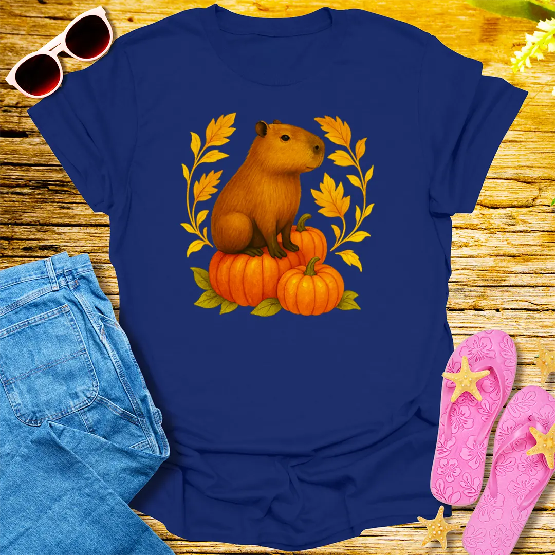 Autumn Capybara T-Shirt - Navy