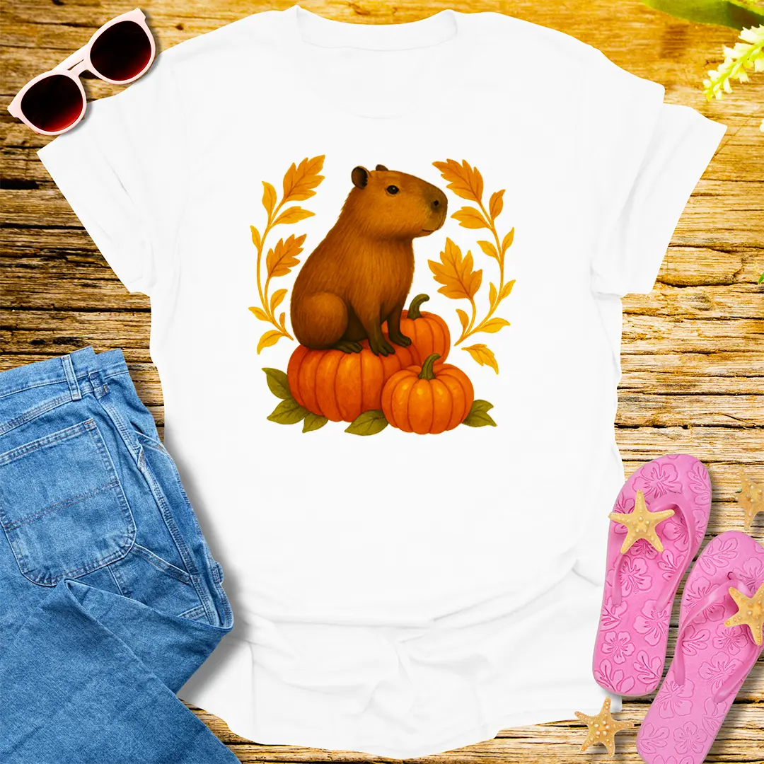 Autumn Capybara T-Shirt - White