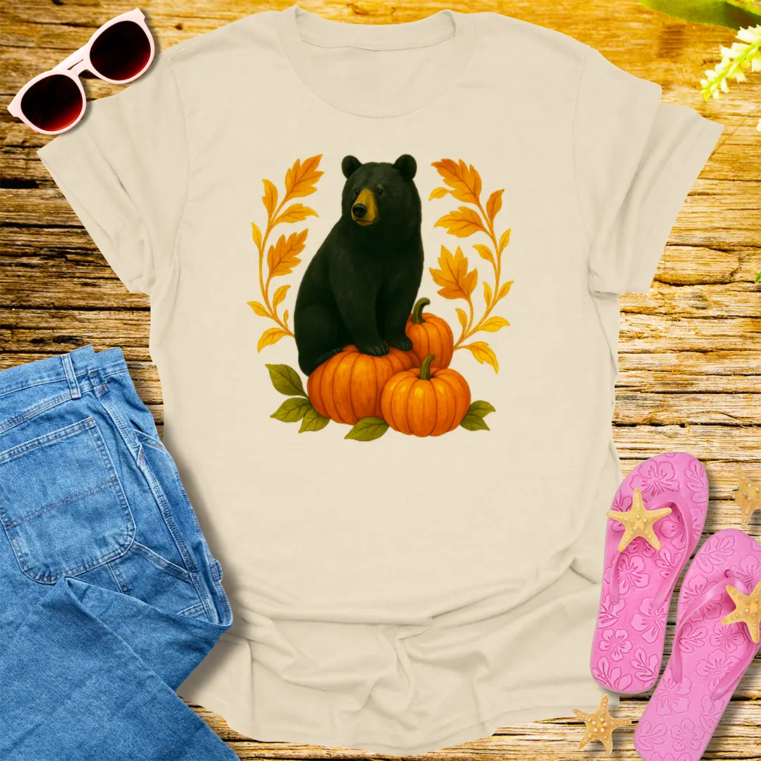 Autumn Bear Vibes T-Shirt - Natural