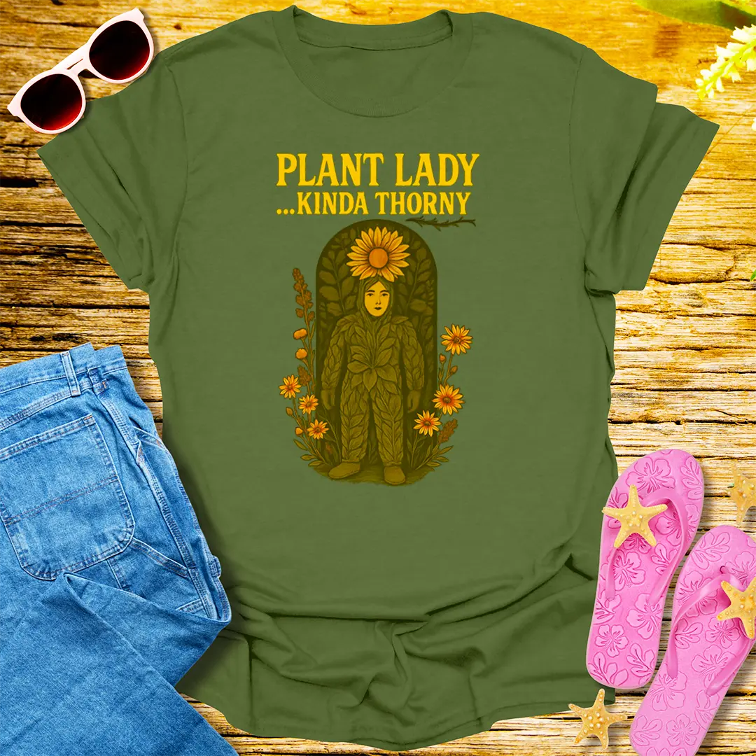 Kinda Thorny Plant Lady T-Shirt - Military Green