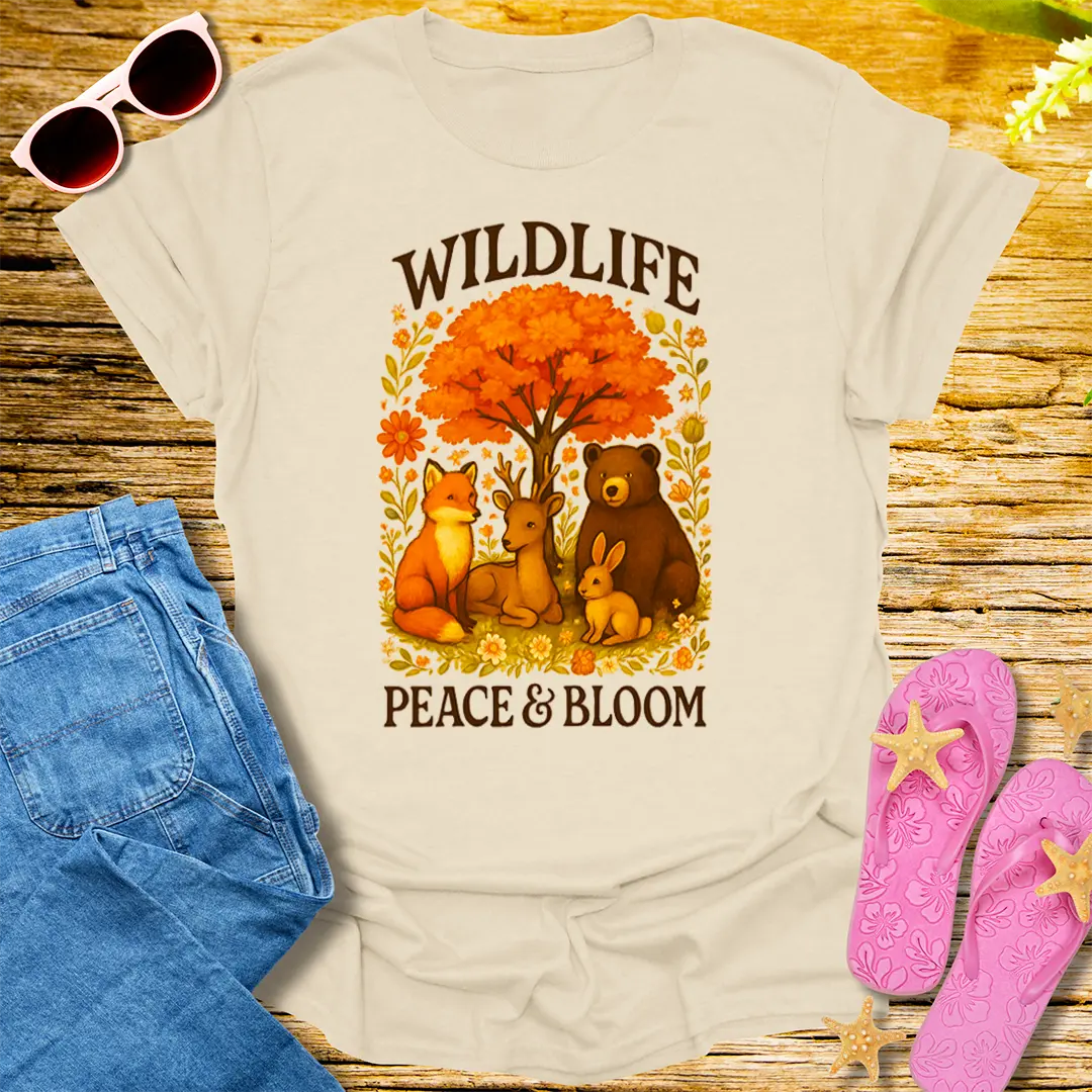 Peaceful Woodland Bloom T-Shirt - Natural
