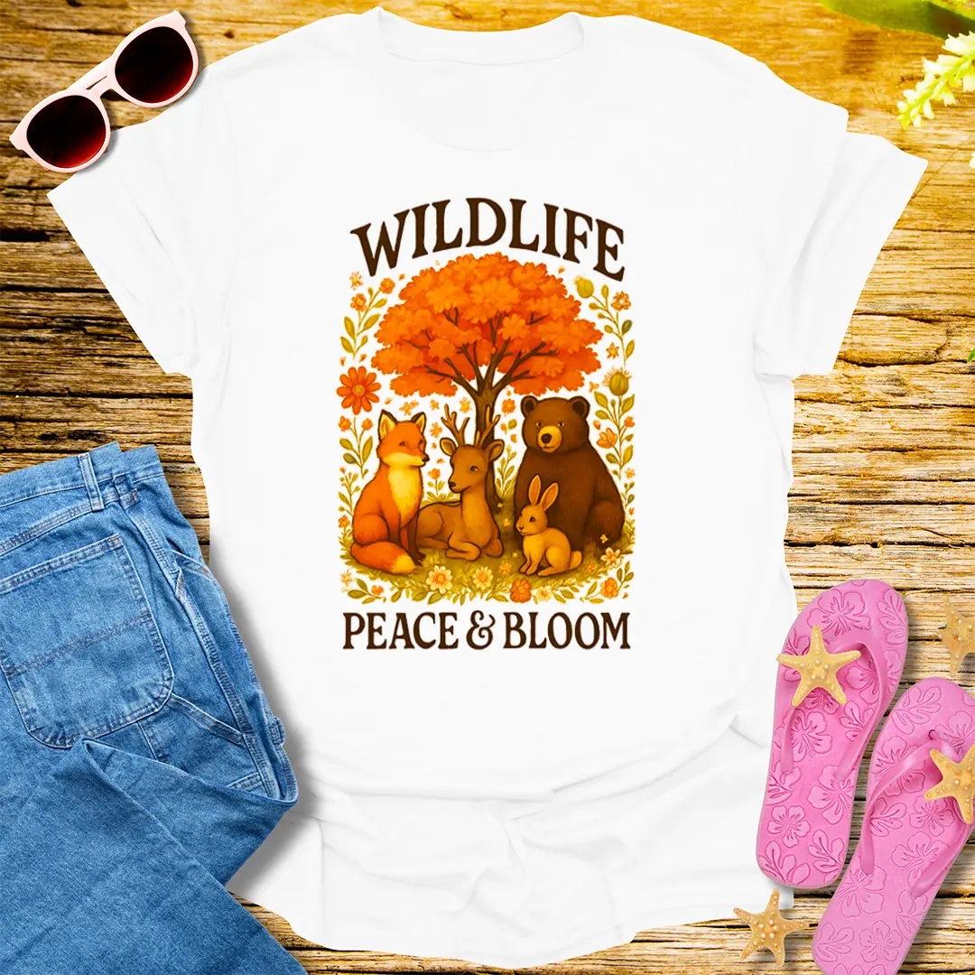 Peaceful Woodland Bloom T-Shirt - White