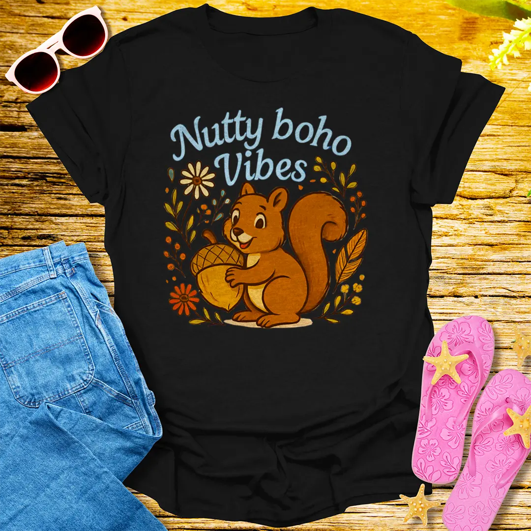 Nutty Boho Vibes T-Shirt - Black