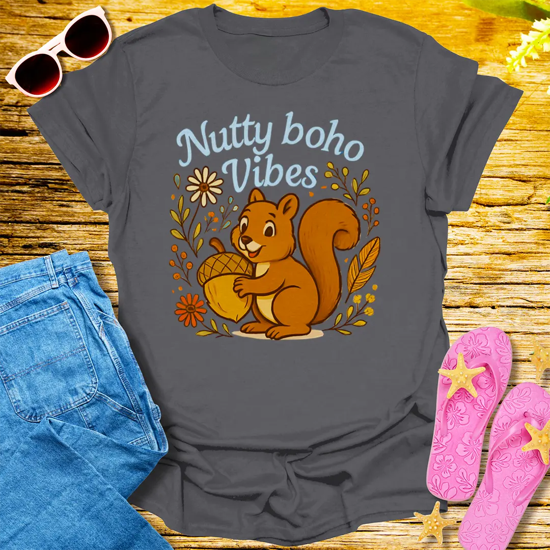 Nutty Boho Vibes T-Shirt - Charcoal