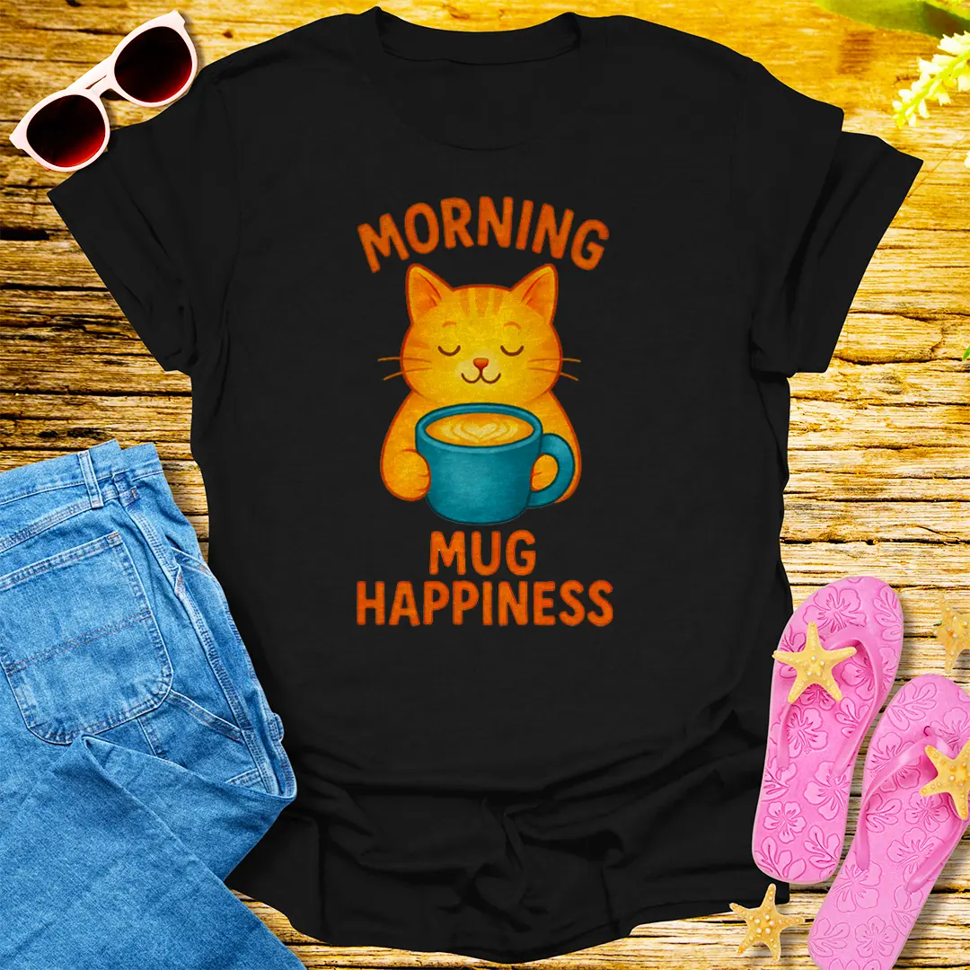 Morning Mug Happiness T-Shirt - Black