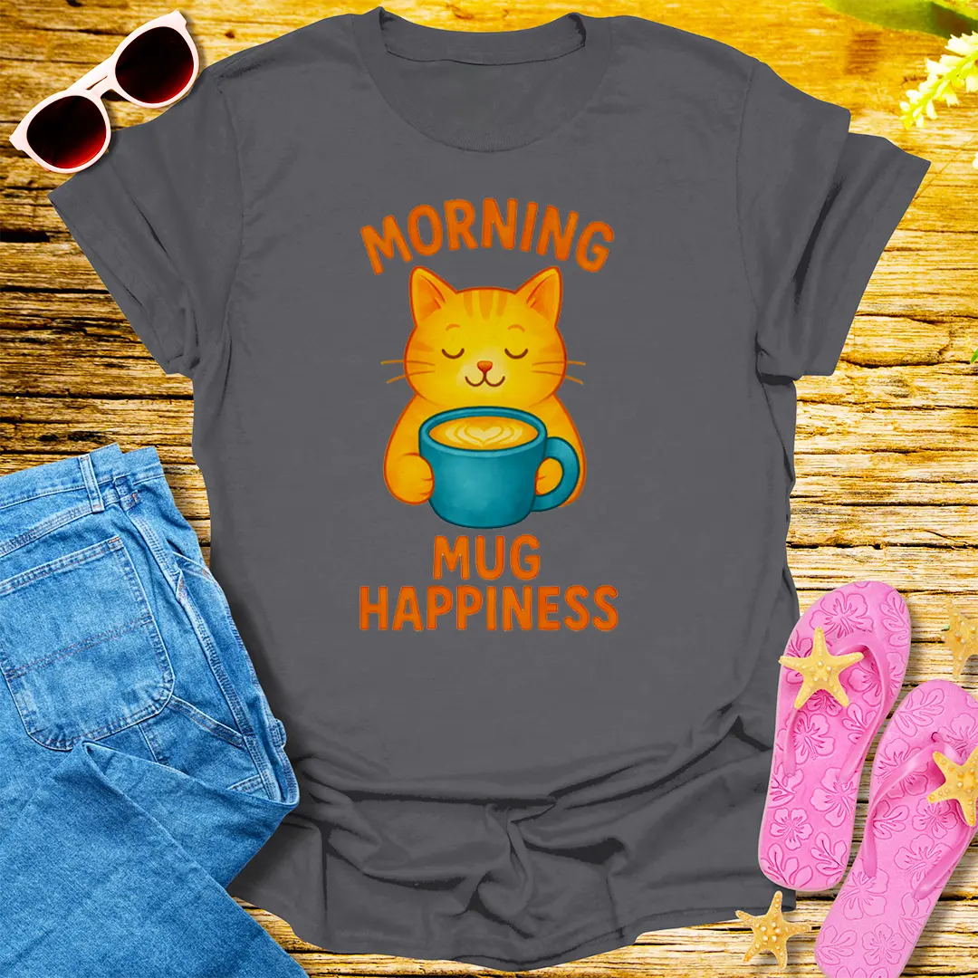 Morning Mug Happiness T-Shirt - Charcoal
