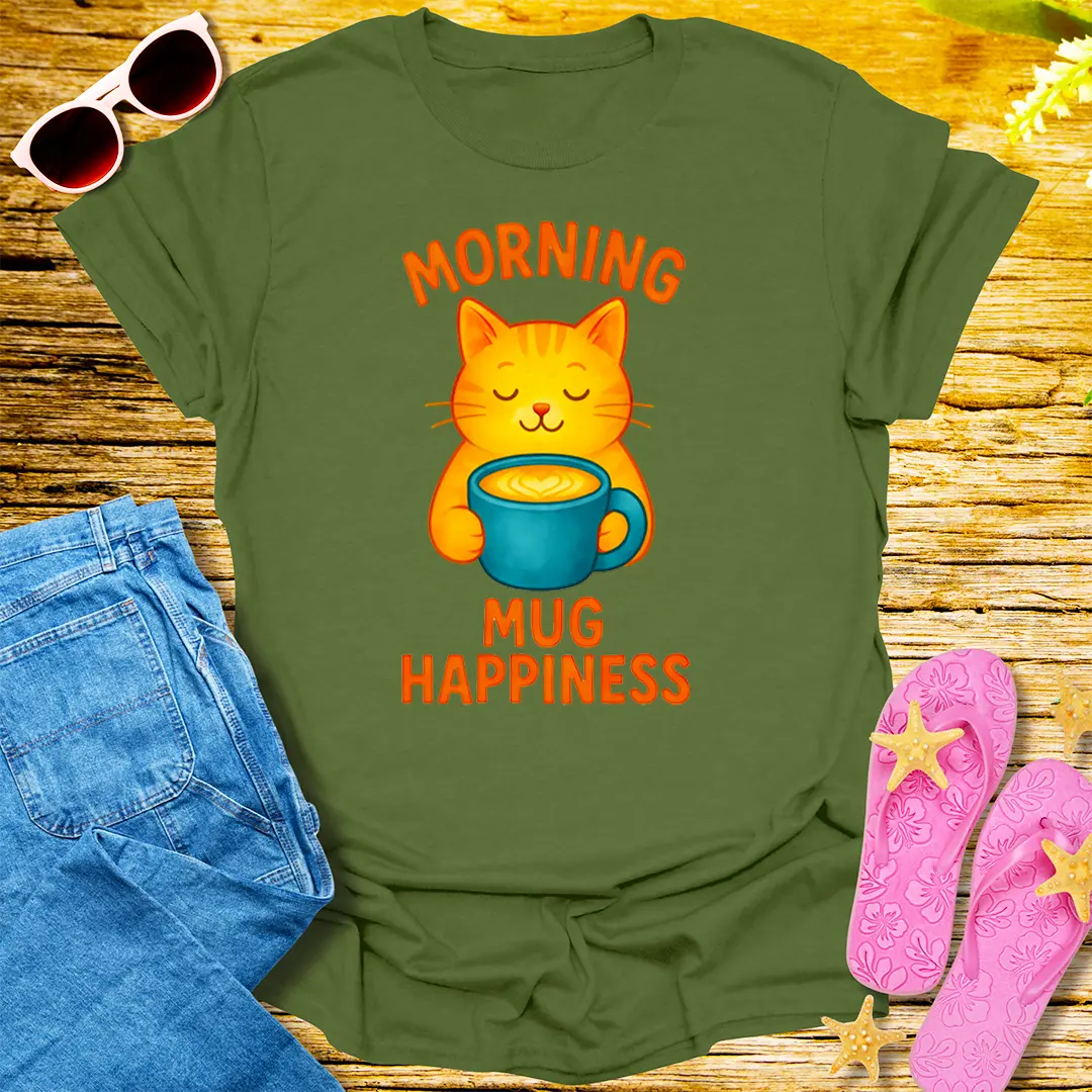 Morning Mug Happiness T-Shirt - Military Green