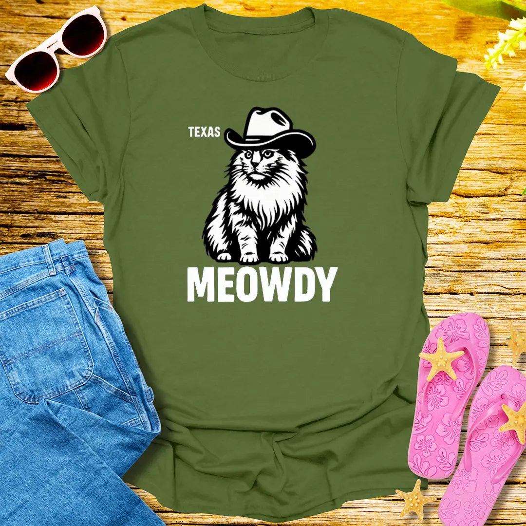 Texas Meowdy T-Shirt - Military Green